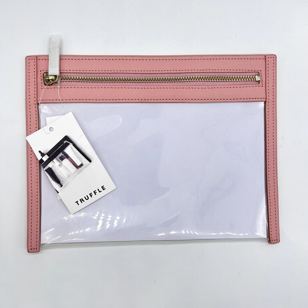 NWT Truffle Co Clarity Clutch Small Pink Clear TSA Approved Travel Makeup Bag